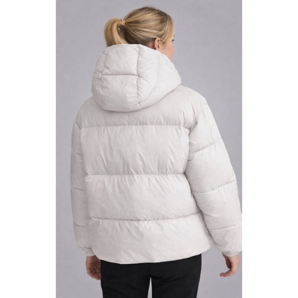 NVLT Womens XL TG Puffer Jacket Winter Warm Quilted Hooded Ivory White - Picture 2 of 10